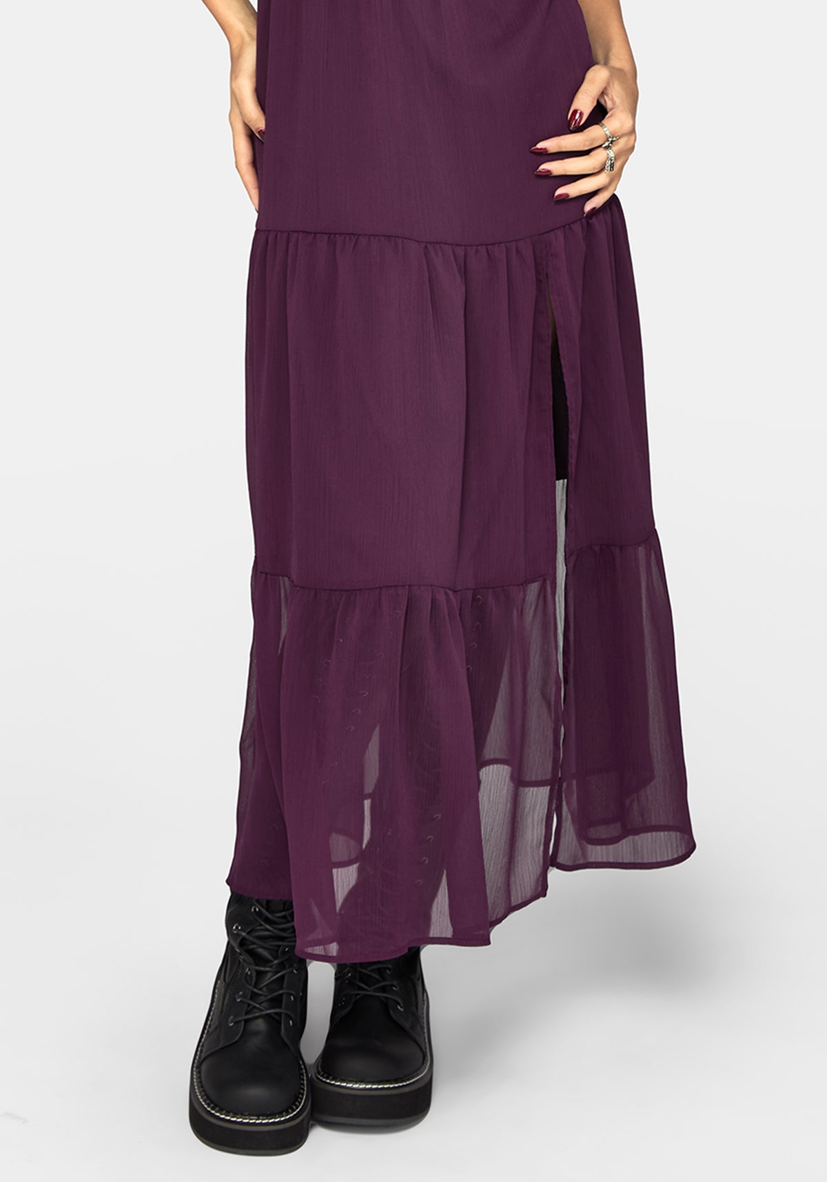 Emer Angel Sleeve Pintuck Waist Maxi Dress