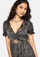 Lili Jacquard Lace Insert Ruched Bust Midi Dress