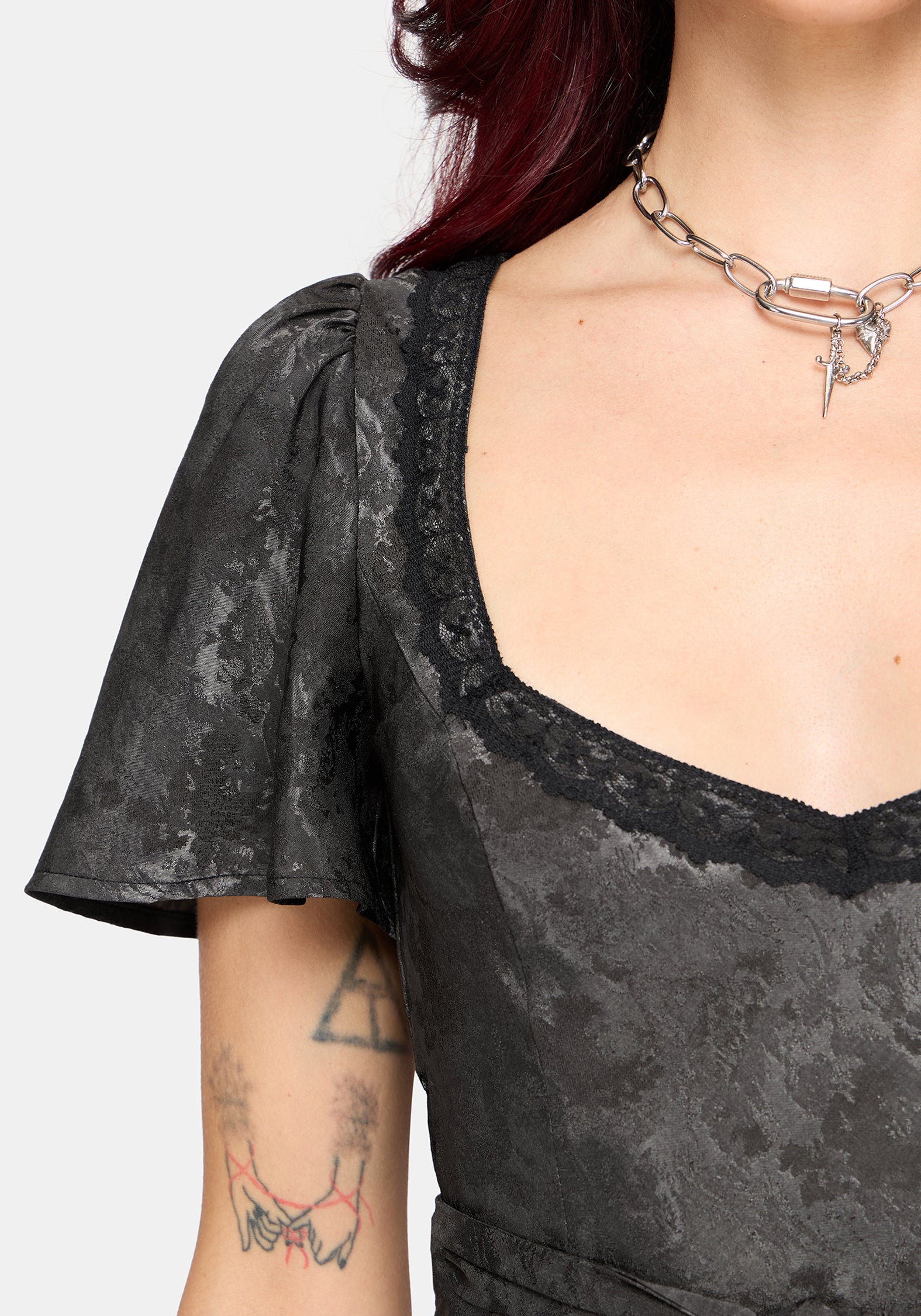 Lili Jacquard Lace Godet Mini Dress