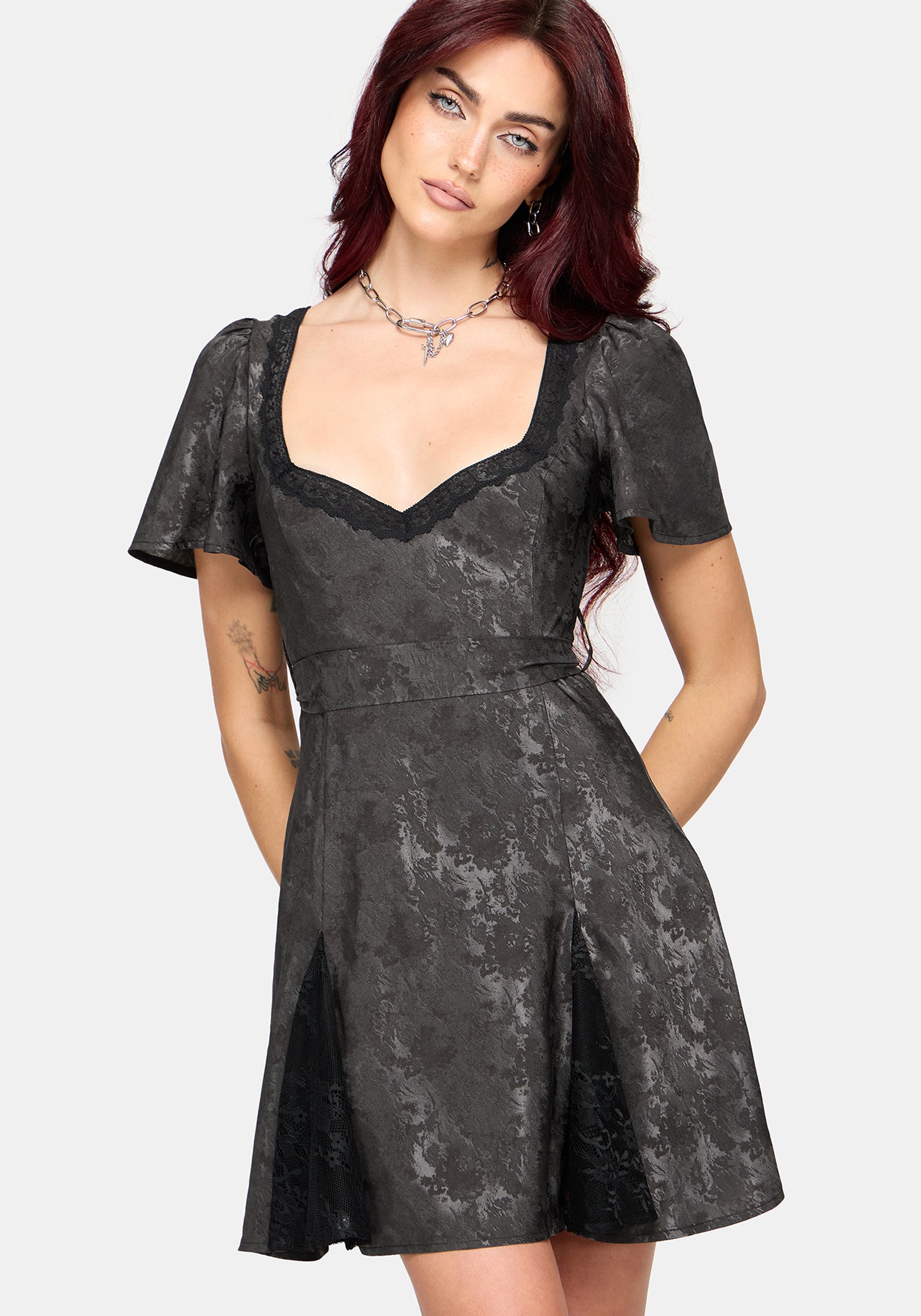 Lili Jacquard Lace Godet Mini Dress