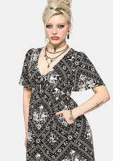 Hexweave Print Floaty Sleeve Maxi Dress
