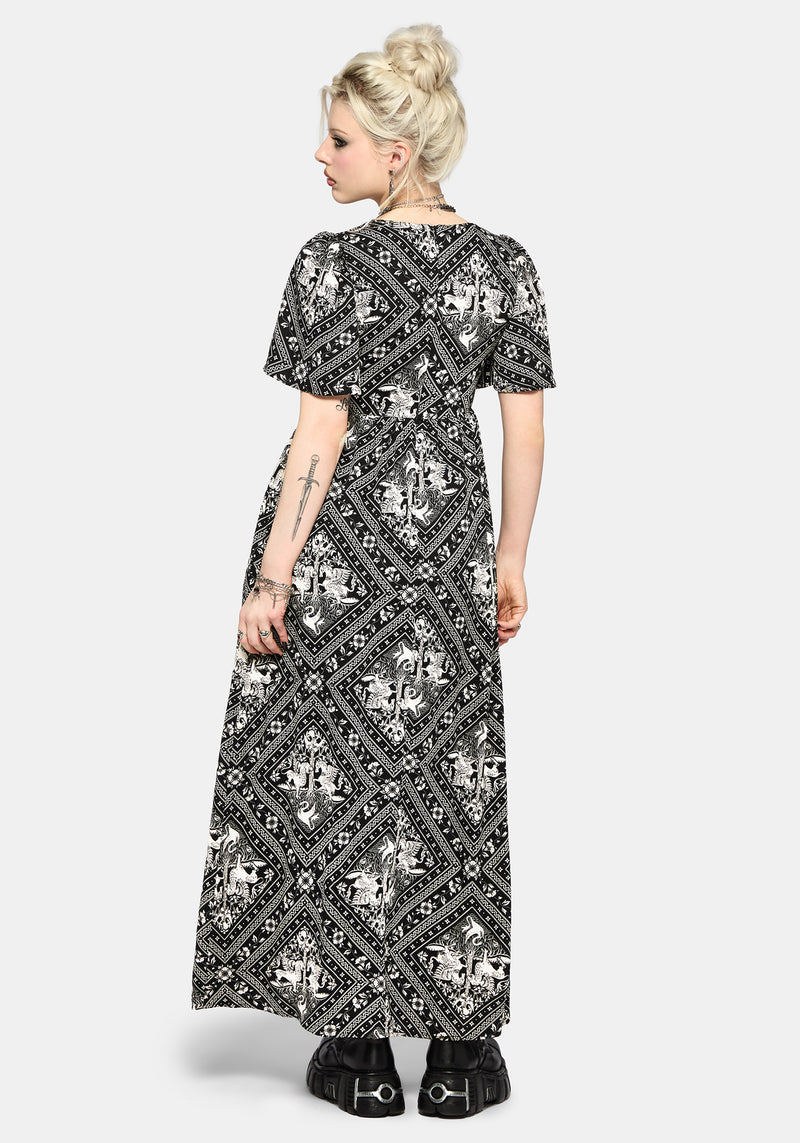 floaty maxi dress uk Hexweave Print Floaty Sleeve Maxi Dress – Disturbia