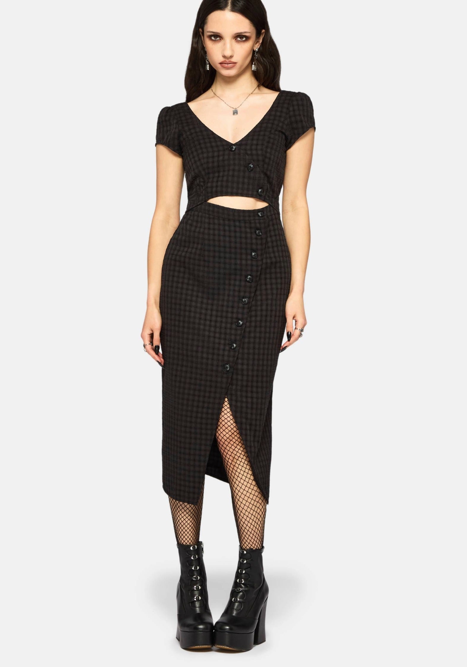 Ziggy Check Cut Out Midaxi Dress