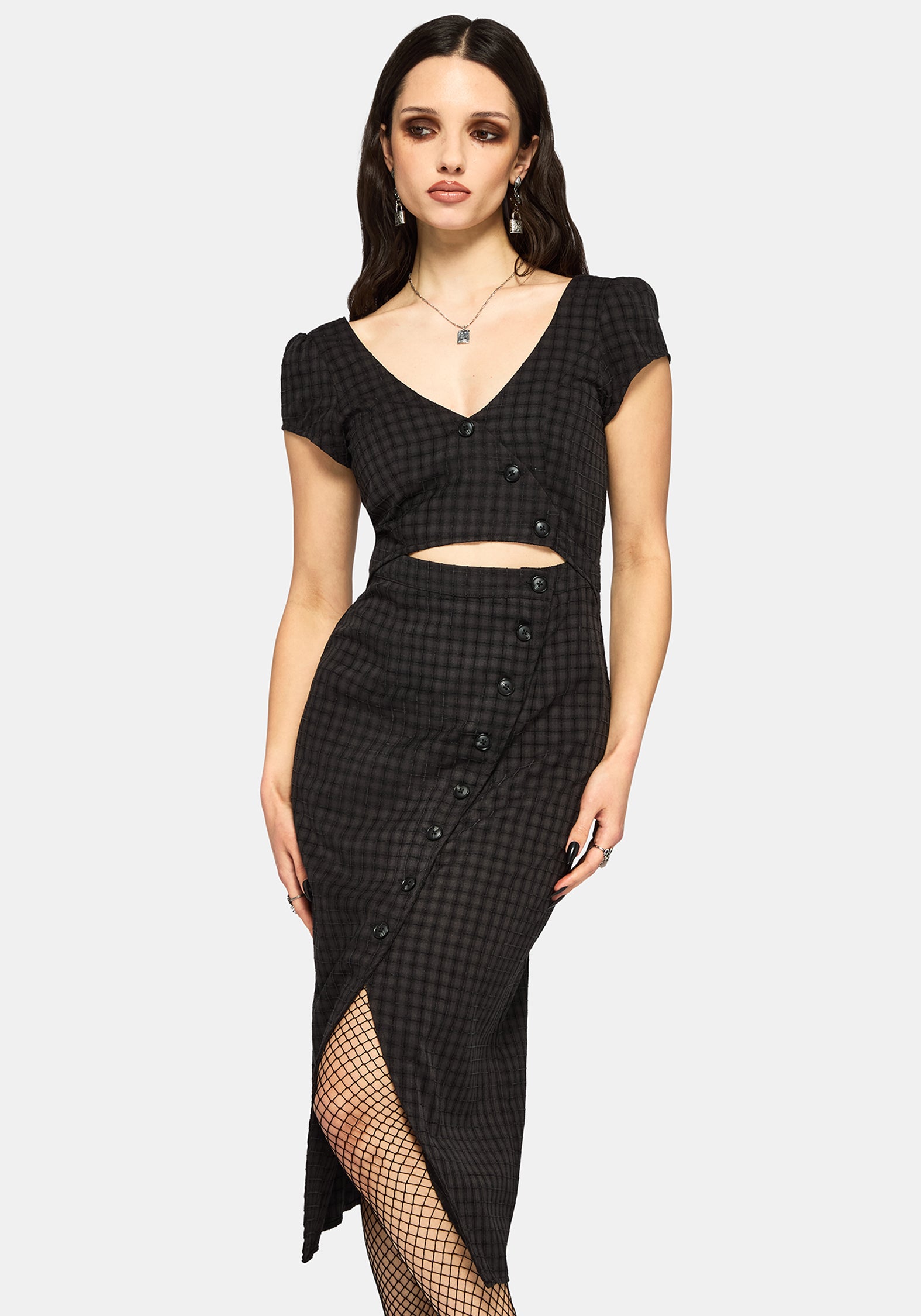 Ziggy Check Cut Out Midaxi Dress