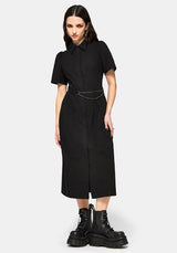 Phonoi Chain Belted Button Up Midaxi Dress