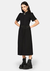 Phonoi Chain Belted Button Up Midaxi Dress