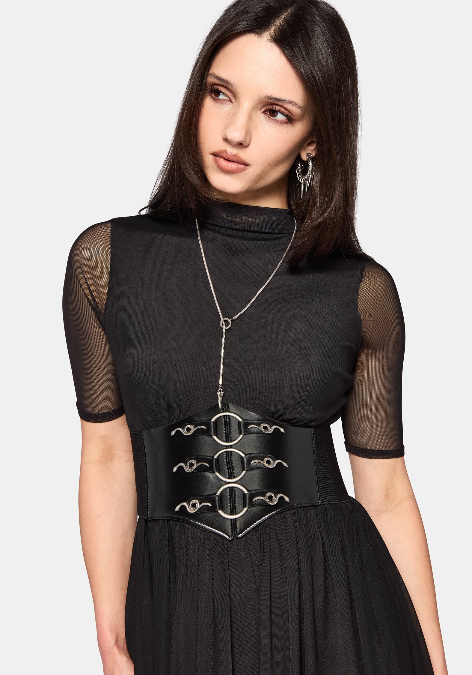 Elinor Mesh Handkerchief Hem Mini Dress