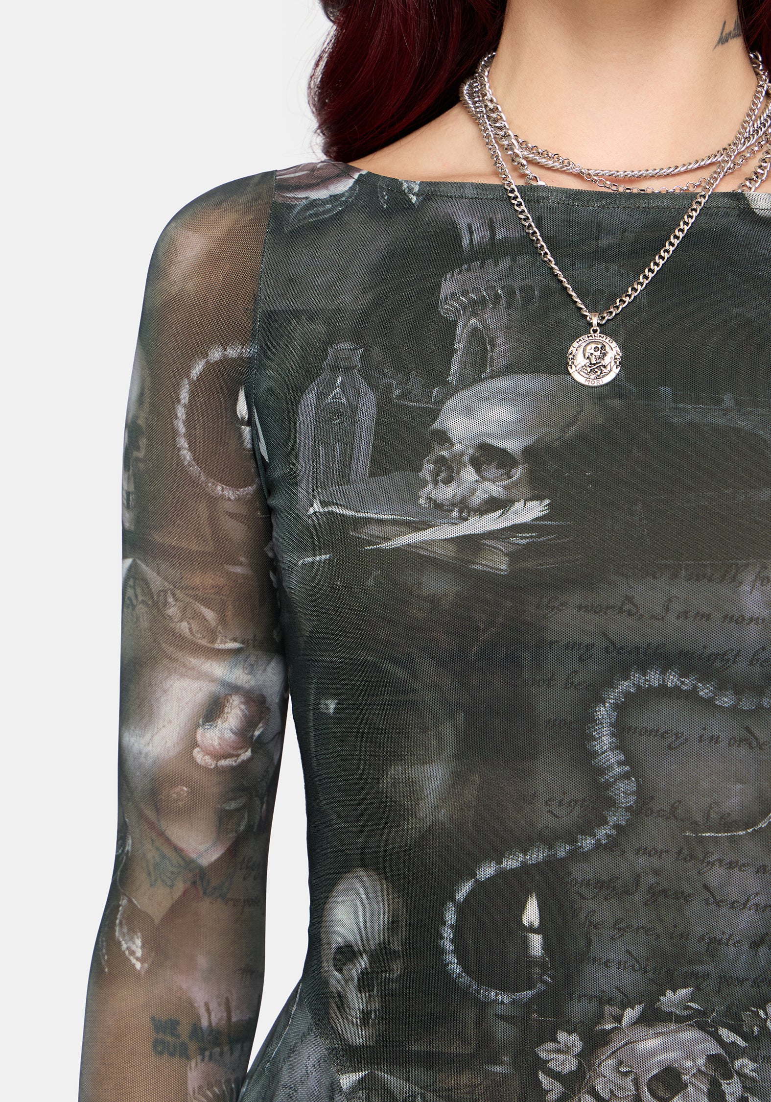 Nox Print Mesh Panelled Skirt Mini Dress