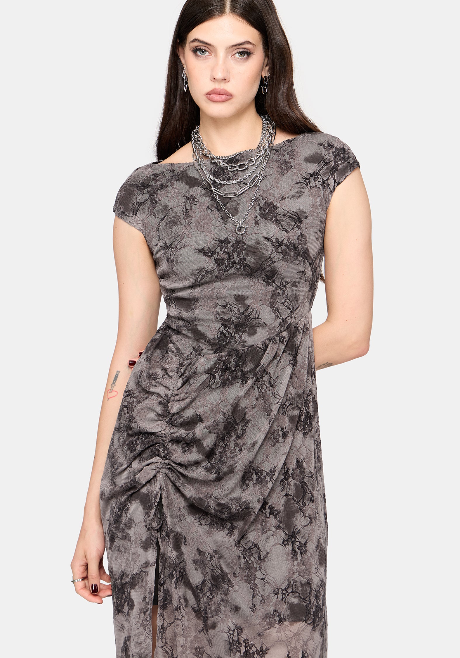Juniper Ruched Mesh Midaxi Dress