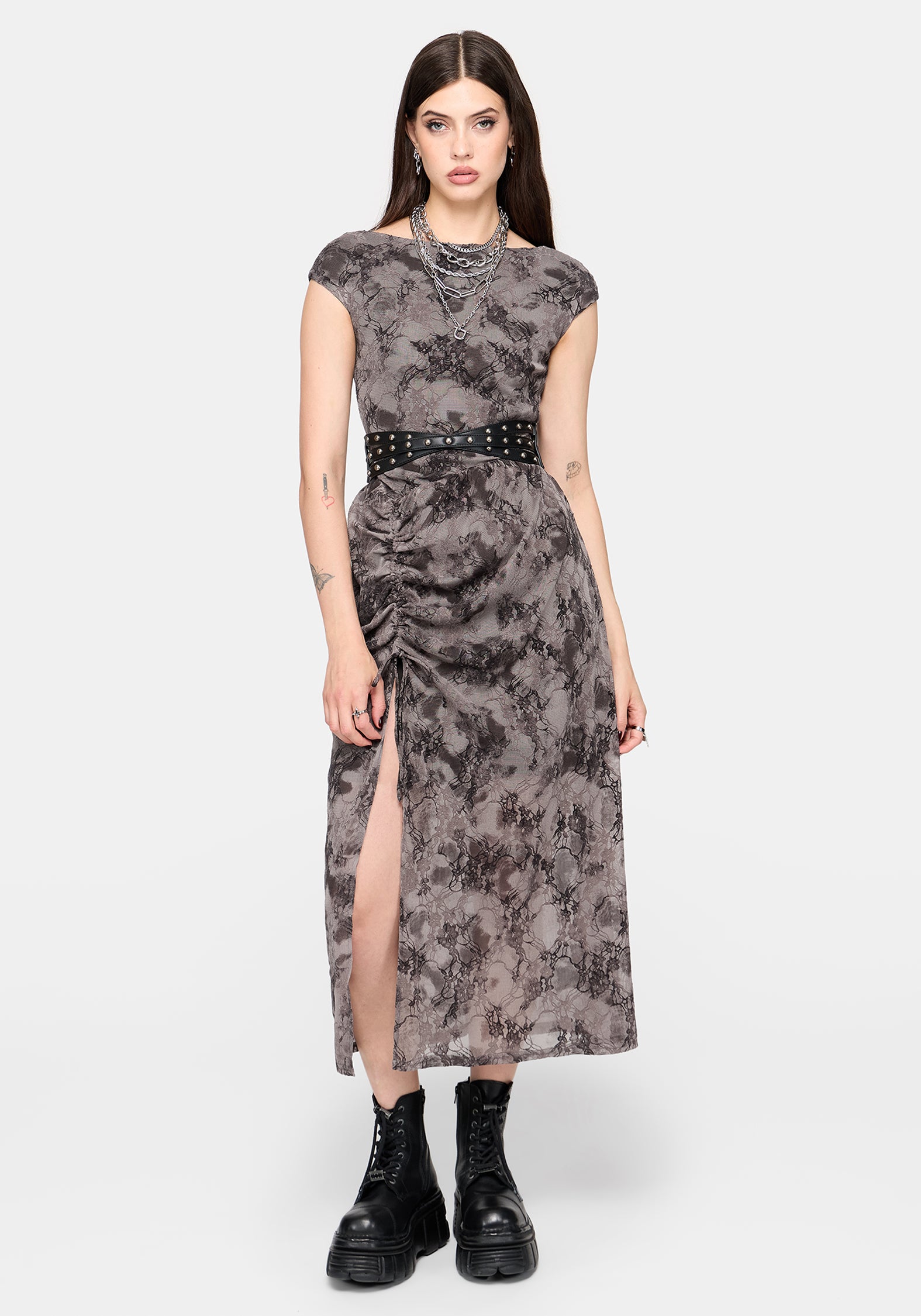 Juniper Ruched Mesh Midaxi Dress