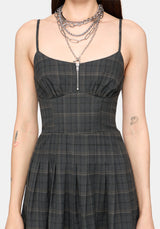 Caitriona Check Zip Front Pinafore Mini Dress