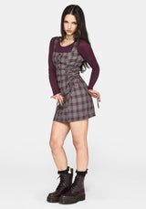 Aimil Check Lace Up Side Mini Dress
