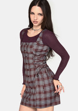 Aimil Check Lace Up Side Mini Dress