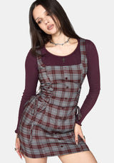 Aimil Check Lace Up Side Mini Dress