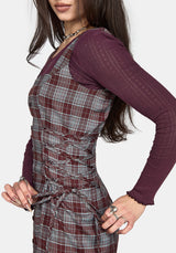 Aimil Check Lace Up Side Mini Dress