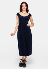 Leona Off-Shoulder Cord Midi Dress
