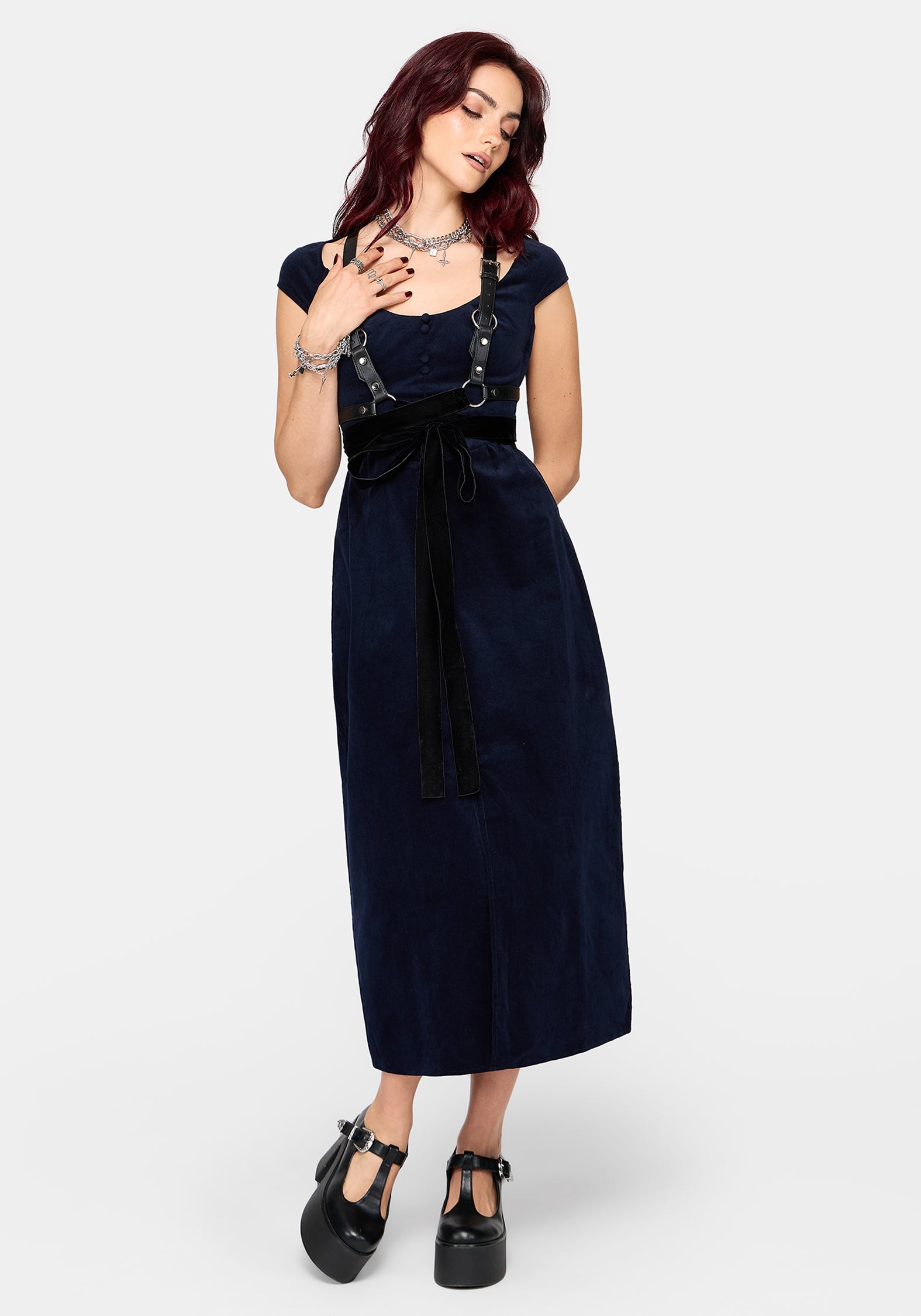 Leona Off-Shoulder Cord Midi Dress