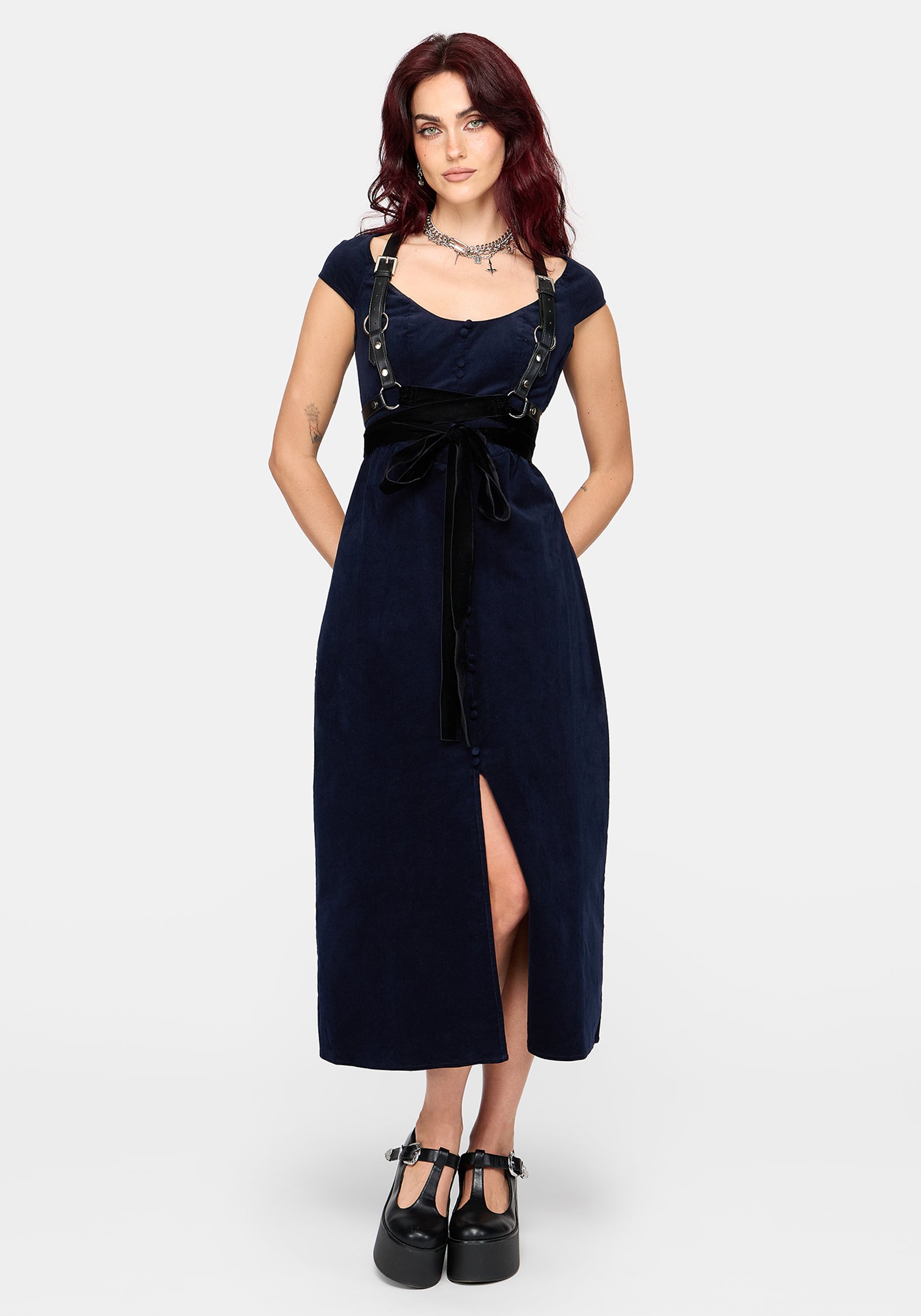 Leona Off-Shoulder Cord Midi Dress