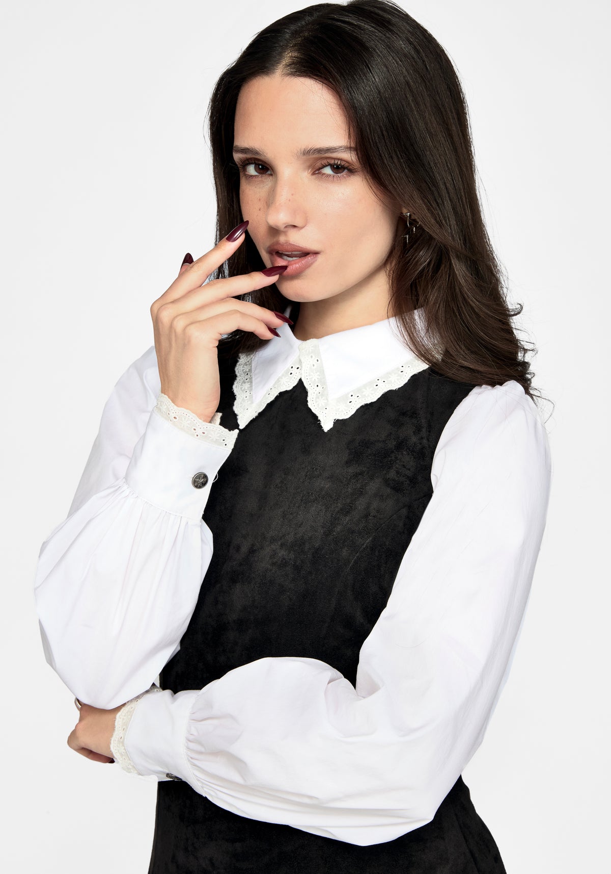 Velis Suedette Embroidered Strap Midaxi Dress