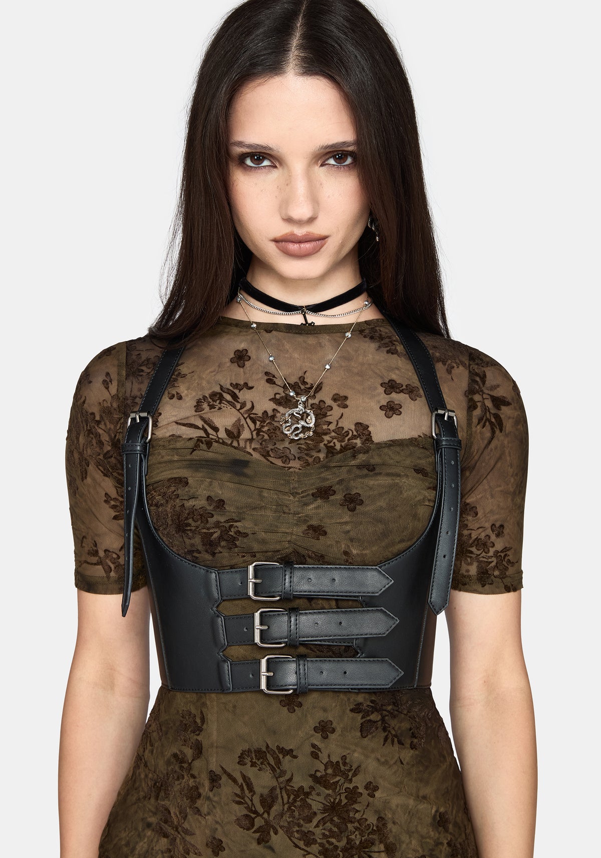 Zuri Flocked Ruched Bust Midaxi Dress