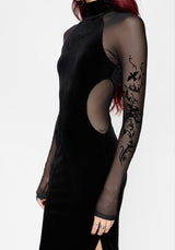 Riven Flock Mesh Mix Gown