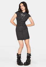 Dorothea Gathered Front Stripe Mini Dress