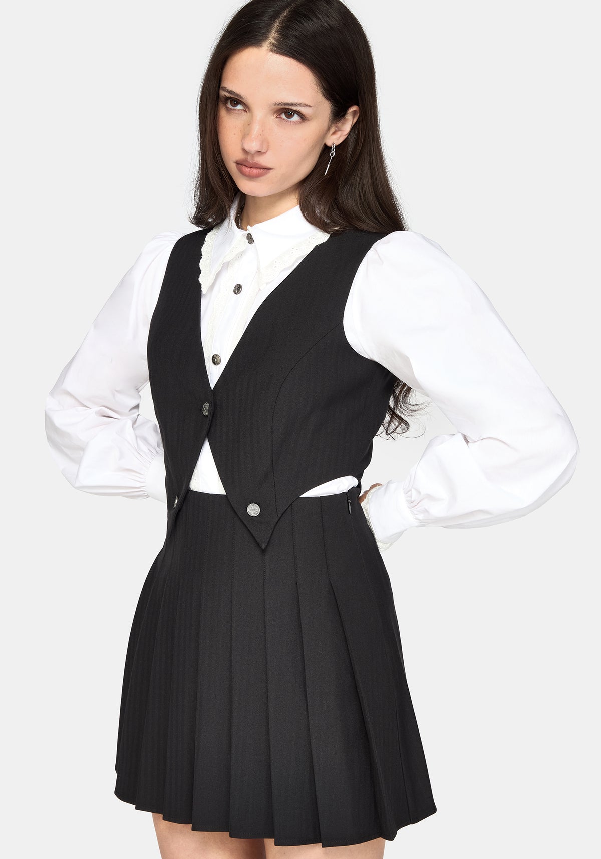 Aveline Waistcoat Pleated Mini Dress