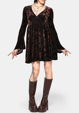 Dakota Devore Velour Flare Sleeve Mini Dress