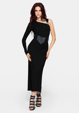 Maribel Skull Asymmetric Sleeve Midaxi Dress