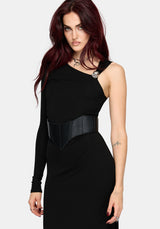 Maribel Skull Asymmetric Sleeve Midaxi Dress
