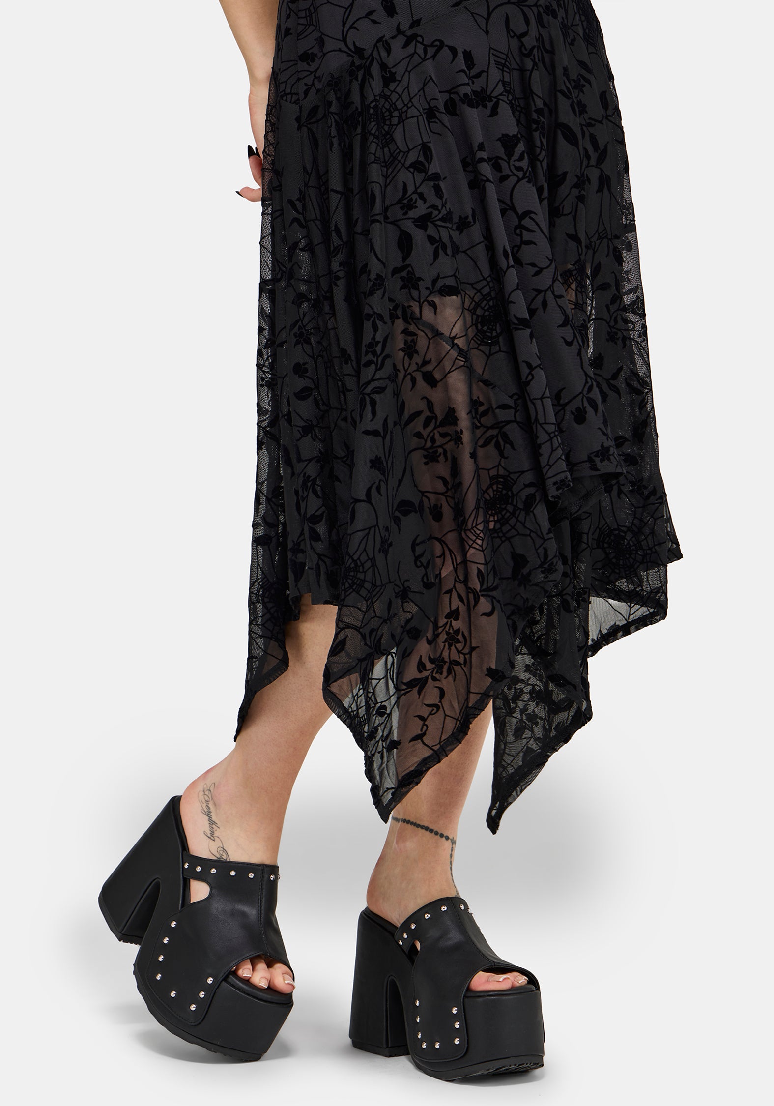 Deadly Nightshade Mesh Midi Dress