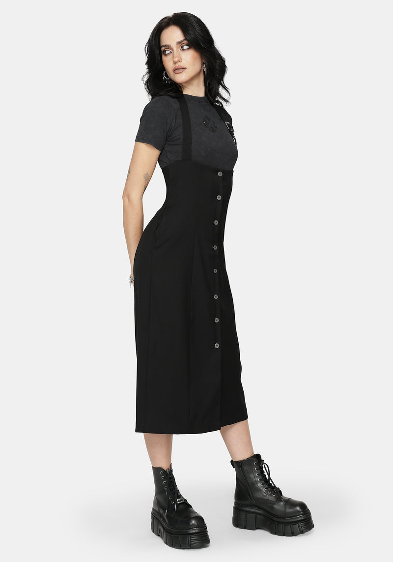 black midi dress uk New Age Halter Neck Pinafore Midi Dress