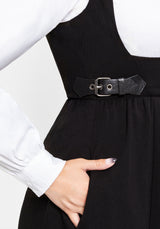 Nightingale Pinafore Midi Dress - Black