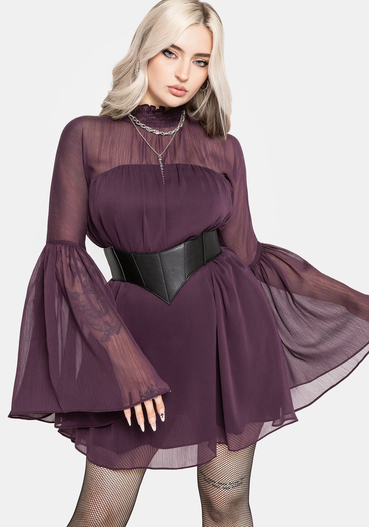 Noirelle Handkerchief Hem Chiffon Mini Dress UK 6