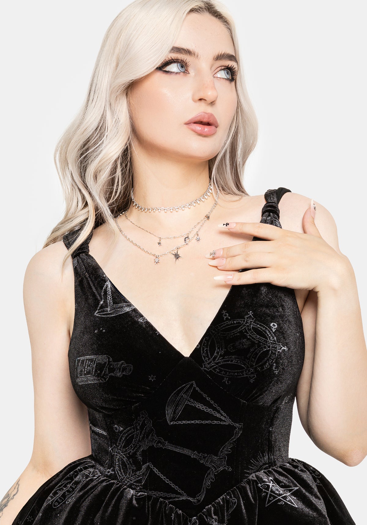 Orin Foiled Velour Mini Dress UK 6