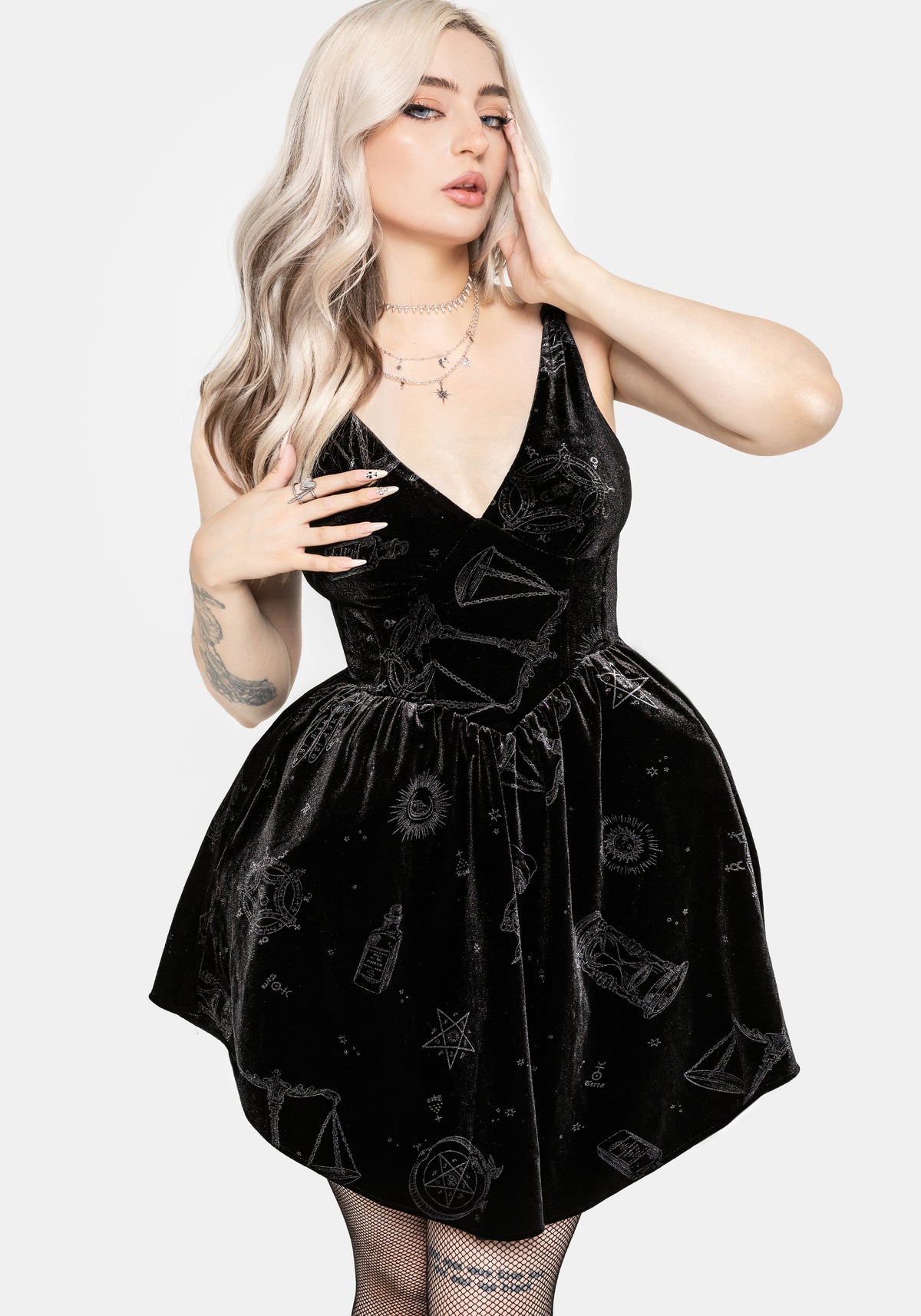 Orin Foiled Velour Mini Dress UK 6