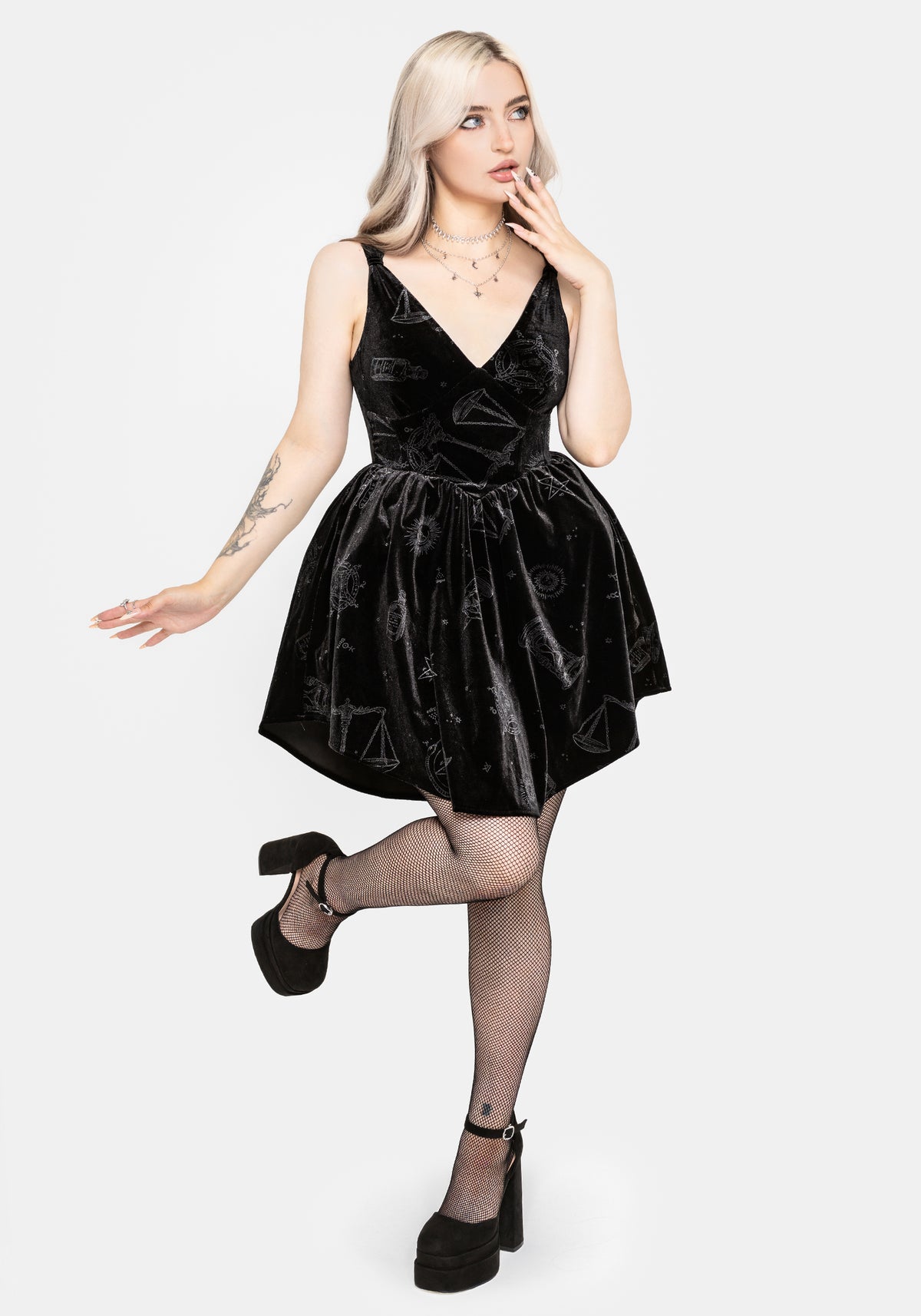 Orin Foiled Velour Mini Dress UK 6