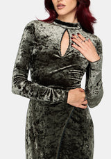 Nellie Green Velour Lace Trim Midi Dress UK 6