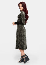 Nellie Green Velour Lace Trim Midi Dress UK 6