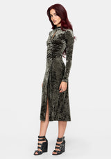 Nellie Green Velour Lace Trim Midi Dress UK 6