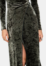 Nellie Green Velour Lace Trim Midi Dress UK 6