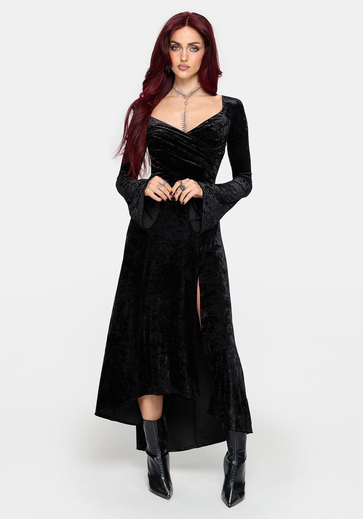 Joise Crushed Velour Wrap Front Midaxi Dress UK 6
