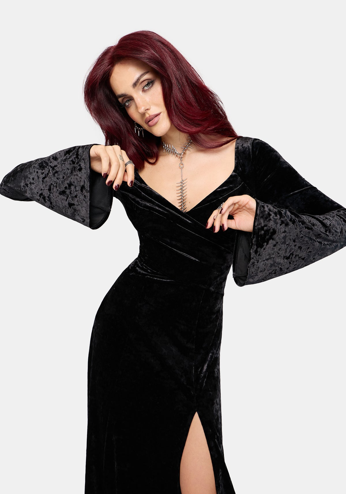 Joise Crushed Velour Wrap Front Midaxi Dress UK 6