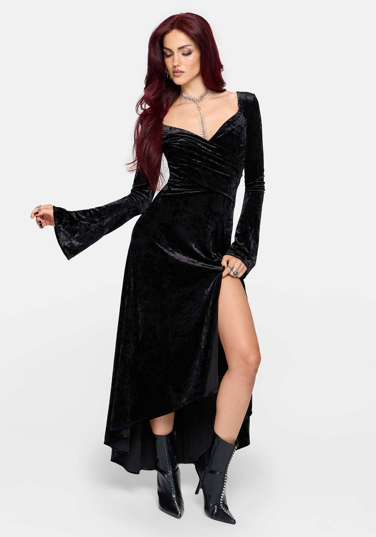 Joise Crushed Velour Wrap Front Midaxi Dress UK 6