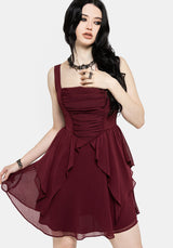 Siren Chiffon Picot Trim Mini Dress With Scarf (Two-Piece) UK 6
