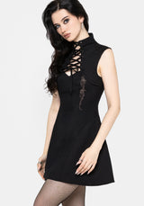 Vixelle Lace Up Front Cutout Mini Dress UK 6