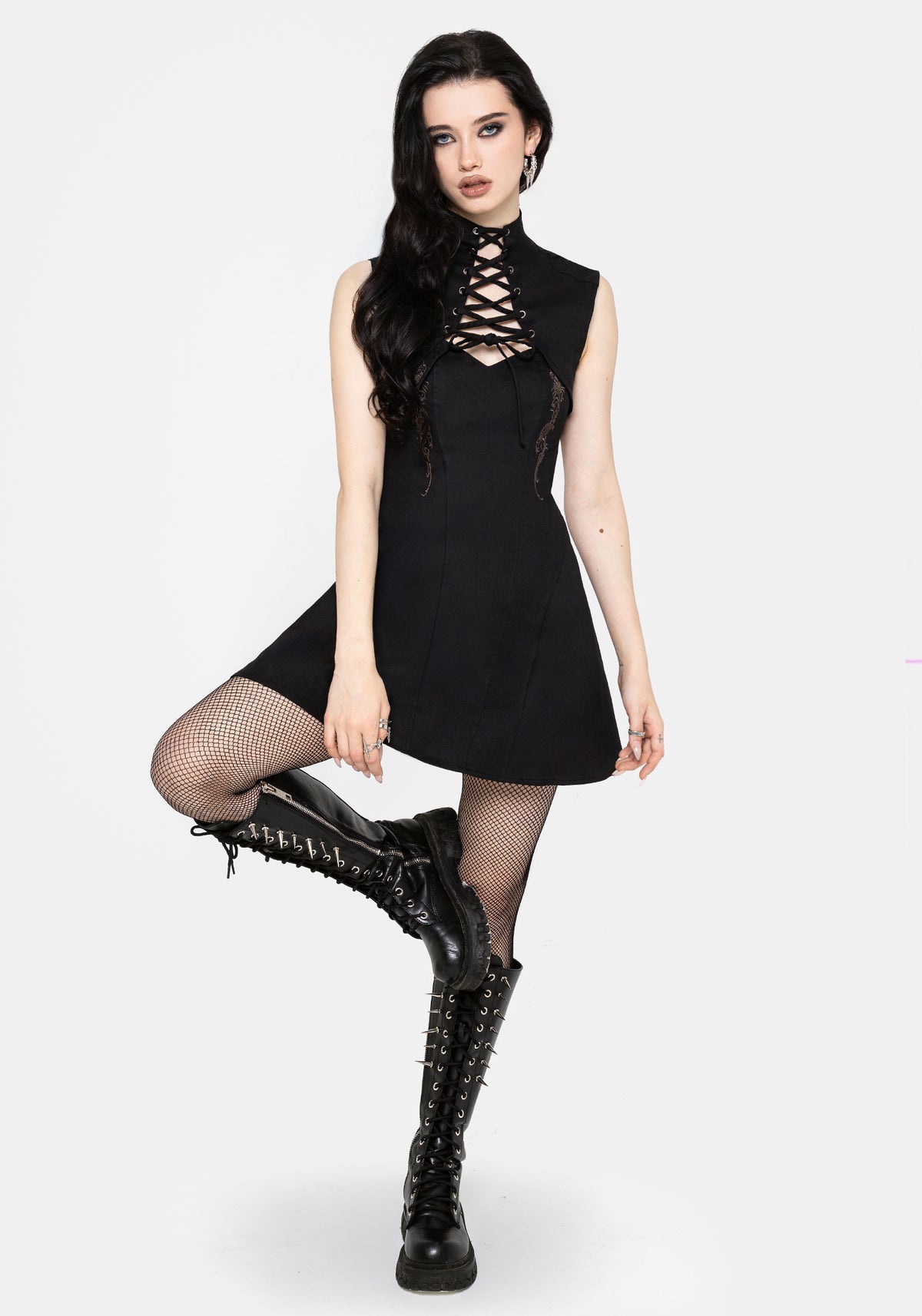 Vixelle Lace Up Front Cutout Mini Dress UK 6