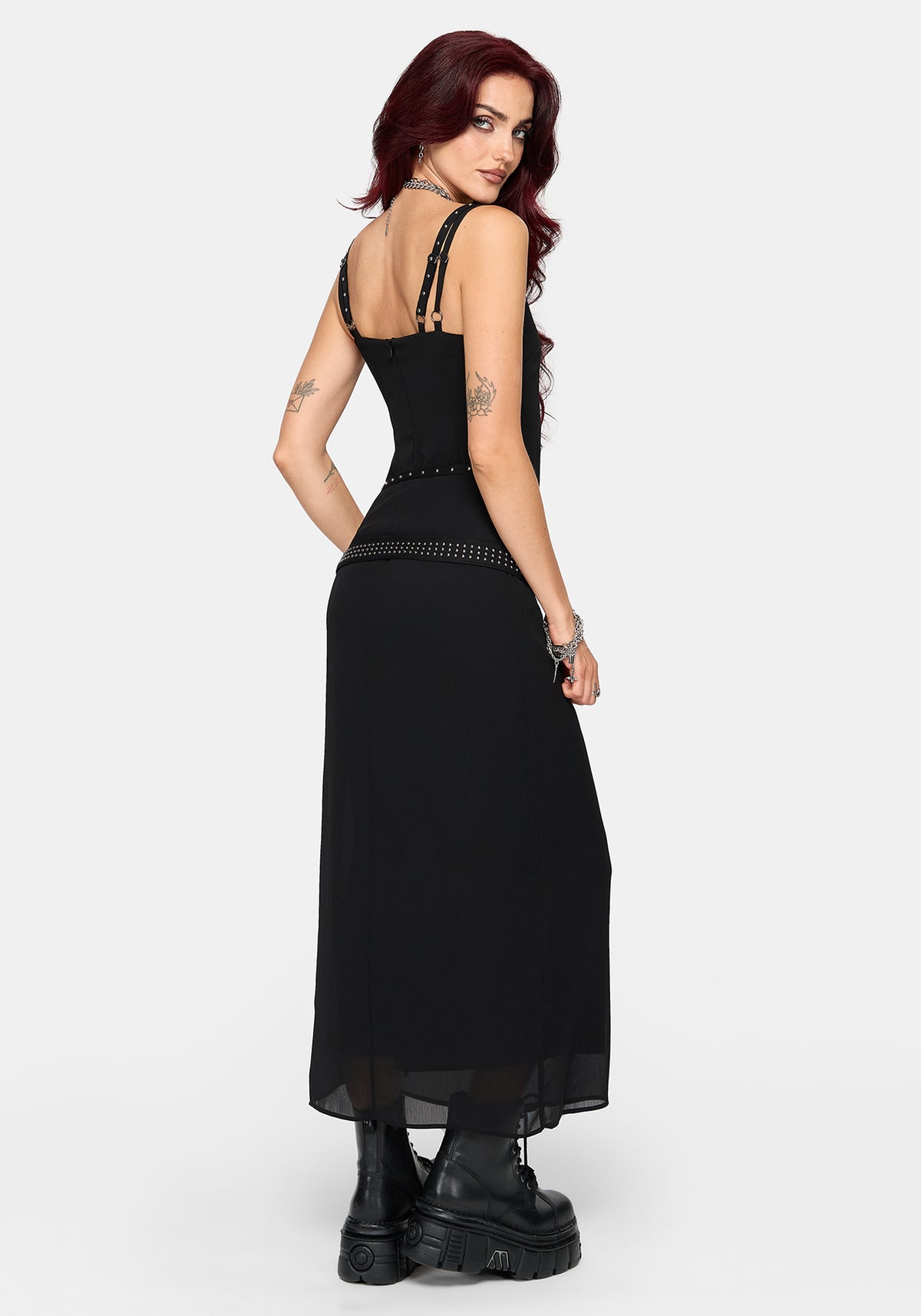 Emara Eyelet Piercing Belted Maxi Dress (Two-Piece Set) UK 6