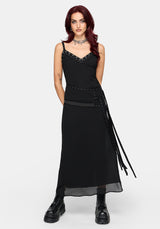Emara Eyelet Piercing Belted Maxi Dress (Two-Piece Set) UK 6