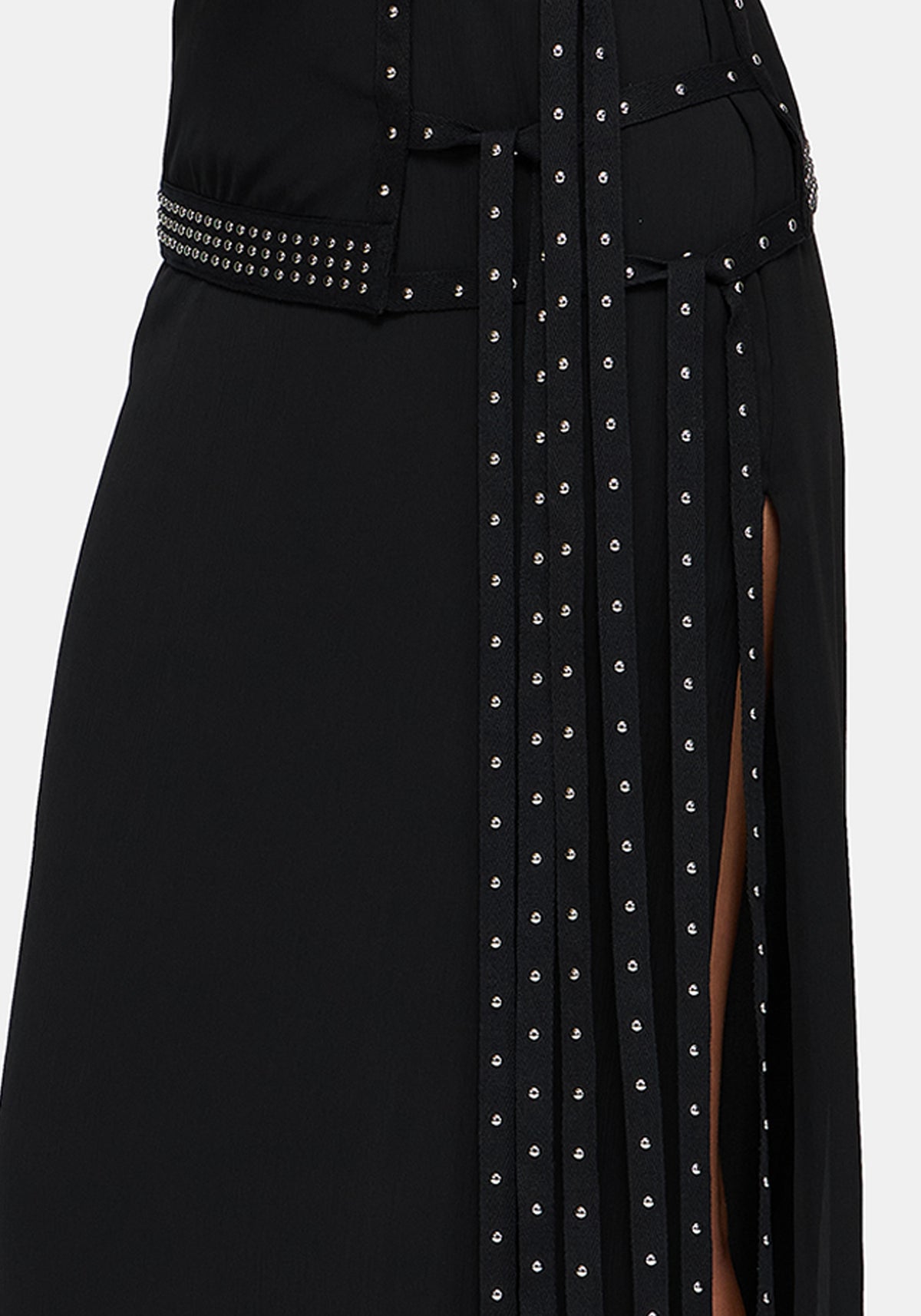 Emara Eyelet Piercing Belted Maxi Dress (Two-Piece Set)